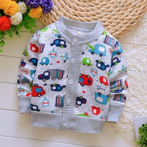 Autumn Warm Children Clothes Cute Casual Soft Car printed Knitting Outer wear jacket clothes for girls Boy kids clothes kids cl