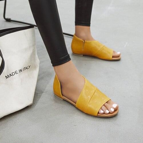 Casual womens new European and American side empty back bag with fish mouth leopard sandals large size womens shoes