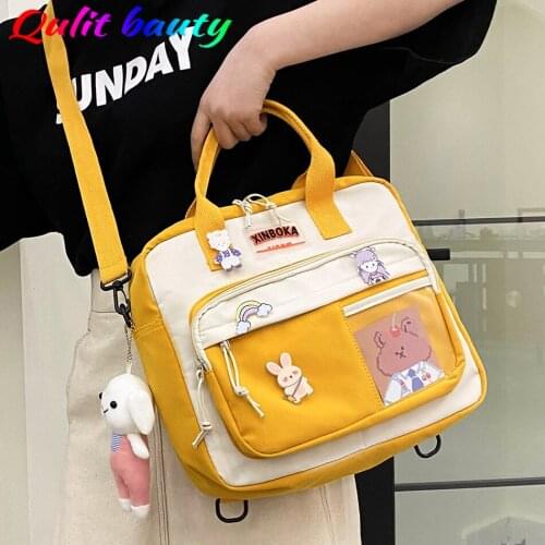 Kawaii Girl Horizontal Backpack Multi Pocket Waterproof NylonShoulder Messenger Bag Backpacks for School Teenagers Girls Mochila