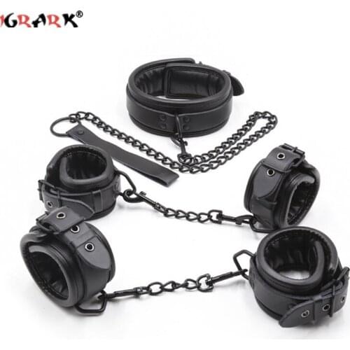 Adults Games Sex Product BDSM Restraint Bondage Fetish Slave Handcuffs Ankle Cuffs Collar Erotic Accessories Sex Toys For Woman