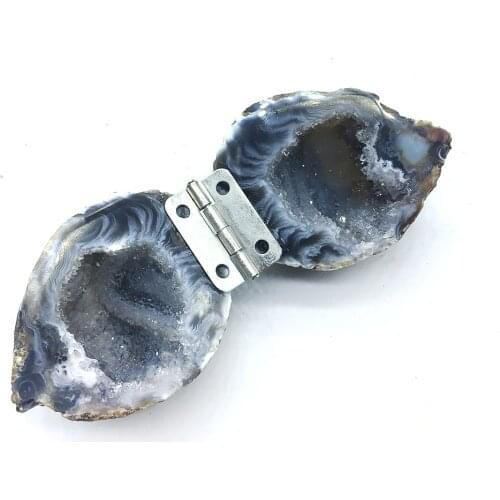 Small Size Natural Handmade Agate Geode Necklace Box Rough Quartz Crystal Earrings Box Healing Crystal Stone Women Jewelry Gift