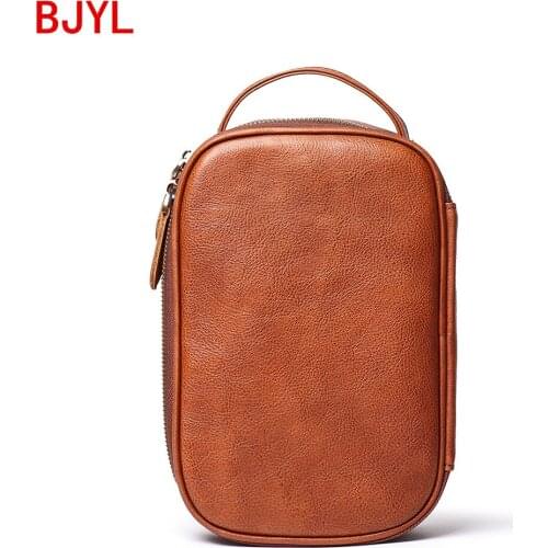 Factory New Style Womens Genuine Leather Dinner Cosmetic Bag men clutch bag Handbag Multi-functional Toiletries Storgage Bag