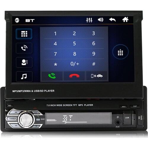 Universal HD 7 Inch Multipurpose Retractable Touch Screen Car Bluetooth GPS Navigation Music FM Radio MP5 Player 1080P For Car