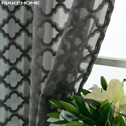 MAKEHOME Thick Fabric Jacquard Voile Tulle Curtains for Living Room Bedroom High Quality Modern Curtains Window Blinds Drapes