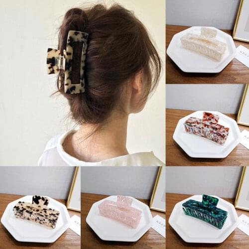 New Ins Large Geometric Hairpins Hollow Out Square Tortoiseshell Leopard Acetate Hair Clip Hair Claw for Women Hair Accessories