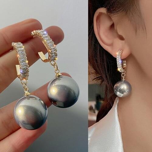Elegant Oversized Pearl Drop Earrings For Women Korean Chain Bowknot Zircon Wedding Statement Party Jewelry Gift Fashion Design