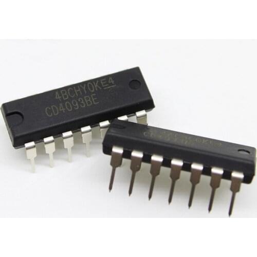 10pcs/lot CD4093BE CD4093 HEF4093/HCF4093 DIP-14 4093BE Schmitt trigger IC