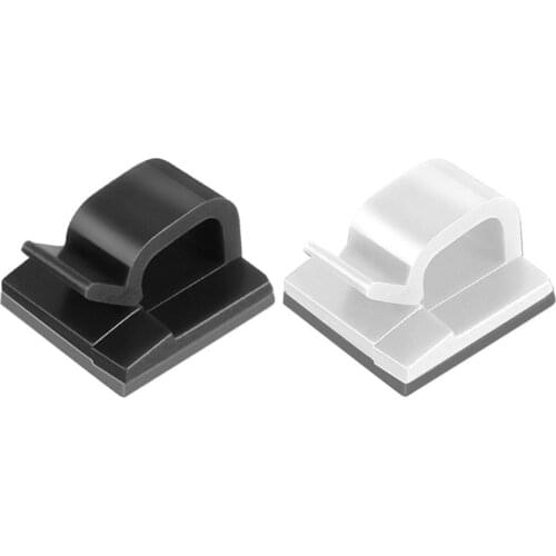 G99B 10 Pcs Glue Self-adhesive Wire Clip Fixer Holder Cable Holder Square Plastic Mount Clamp Network Office TV Coax Cable