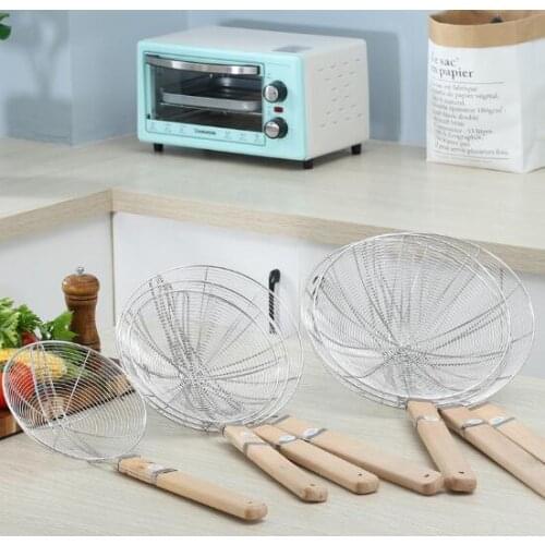 20-32cm stainless steel wooden handle filter colander without magnetic mesh leakage kitchen supplies