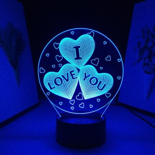 Love With Letters 3D Night Light Acrylic Panel Lamp 7 Color Changes With Remote Control for Couple Valentine Day Birthday Gifts