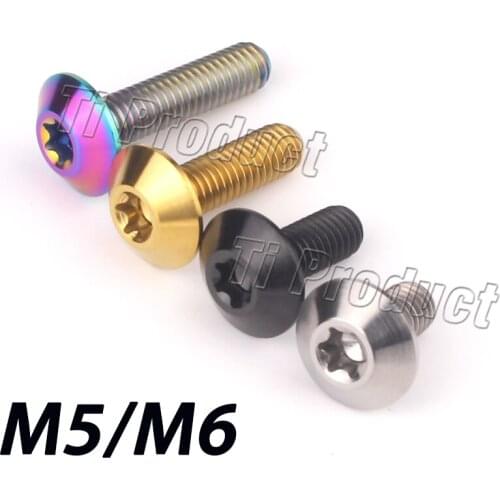 4/ 8 /12Pcs Titanium Bolts M5X15mm & M6X12 15 20mm Torx Umbrella Head Screw for Motorcycle Refitted Shell Decorative Screw