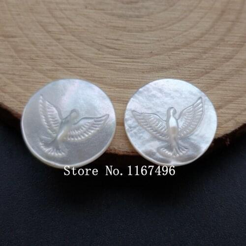 50pcs/lot 15mm Natural Round Holy Spirit Mother of Pearl Shell Round Bird Mother Pearl MOP for DIY Jewelry