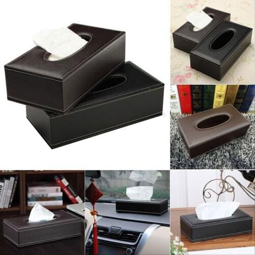 Car Tissue Holder Leather Large Anti-moisture Rectangular Tissue Paper Napkin Box Case Household Office Tissue Boxes Car Decor