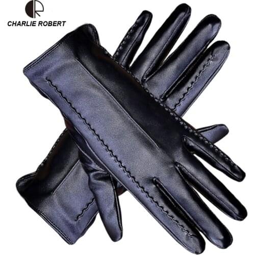 CR Women Touch Screen Gloves Pu Gloves Winter Gloves Soft Smartphone Wrist Gloves For Mobile Phone Tablet Pad