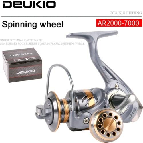 DEUKIO Metal Spinning Fishing Reel 2BB 5.2:1 Aluminum Alloy Spool Wheel AR2000-7000 Series Sea Saltwater Fishing Tackle Goods