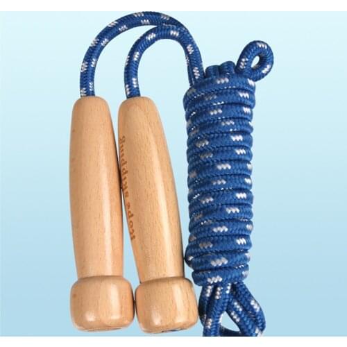 Elastic Wooden Handle Non Toxic Toy Skipping Safe Fun Outdoor For Kids Adjustable Sports Jump Rope Ergonomic Fitness