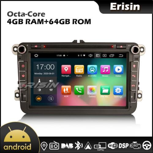 Erisin EU Warehouse 8105 8" Android 10.0 DSP CarPlay AUTO TPMS DAB Autoradio for VW Golf Passat Polo Sharan Seat Touran Tiguan