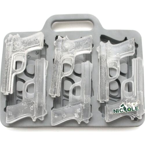 Party Drink Ice Cube Maker Silicone Mold 6-Creative Handgun Ice Tray Pistol Gun Style Ice Mould