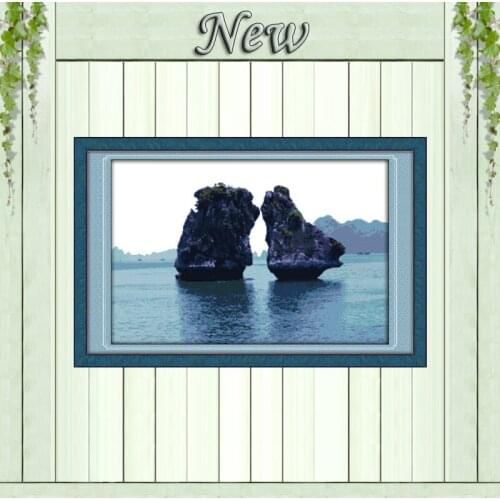 Ha Long Bay Vietnam scenery mountain decor painting counted print on canvas DMC 11CT Cross Stitch Needlework Set Embroidery kits