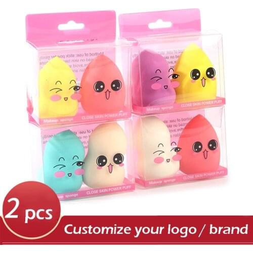 Custom Logo Soft Makeup Sponge with PVC Box Beauty Egg Hydrophilic BB Cream Powder Puff Wet & Dry Use Face Wholesale Package