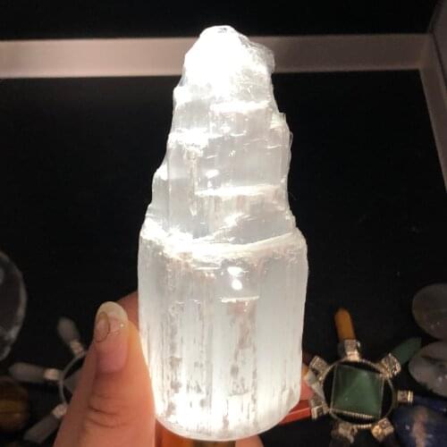 10cm natural selenite Crystal gemstone tower meditation reiki healing Mental Clarity selenite crystal remove negative energy