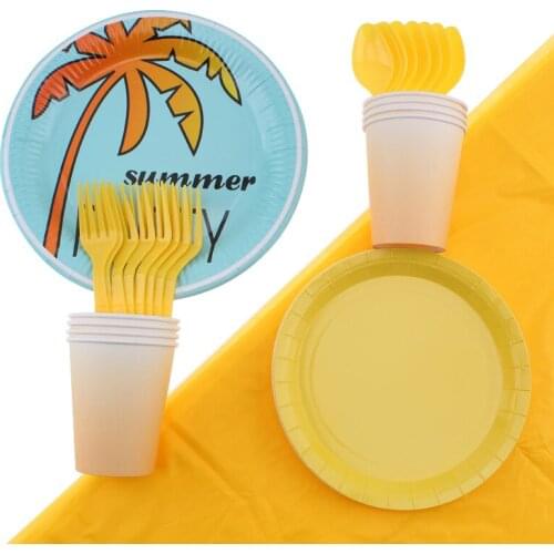 Summer Theme Party Tableware Baby Shower Birthday Party Decorations Kidsbirthday Decoration Disposable Tableware Party Supplies