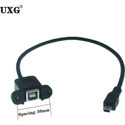 Mini-USB 5pin Mini USB 2.0 Male to USB 2.0 B Type Female Connector Cable With Panel Mount Hole USB MINI USB Cable