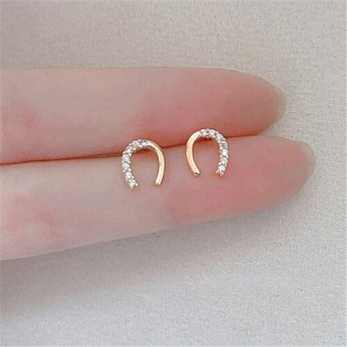 Miuoxion Retro U-Shaped Zircon Earrings Fashion Personality Punk Party Jewelry For Women Feature Namour Charm Gift All Seasons