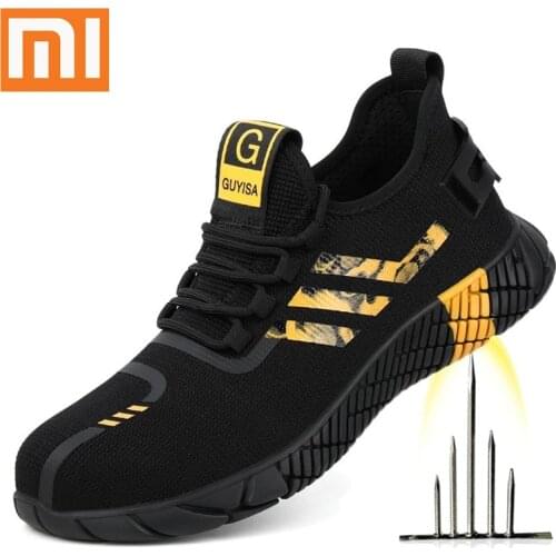 Xiaomi Mijia Men Safety Shoes Breathable Mesh Steel Toe Non-Slip Work Boots Indestructible Shoes Puncture-Proof Work Sneakers