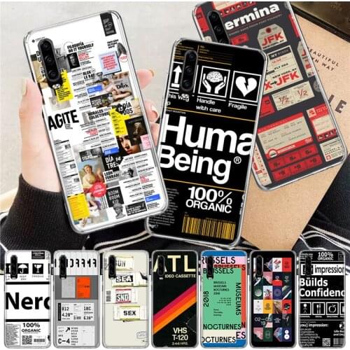 Ins Stamp Label Barcode Soft Cover Phone Case For Huawei P30 P20 P10 P40 Mate 30 20 10 Pro Lite P Smart Z Plus + Customized Coqu