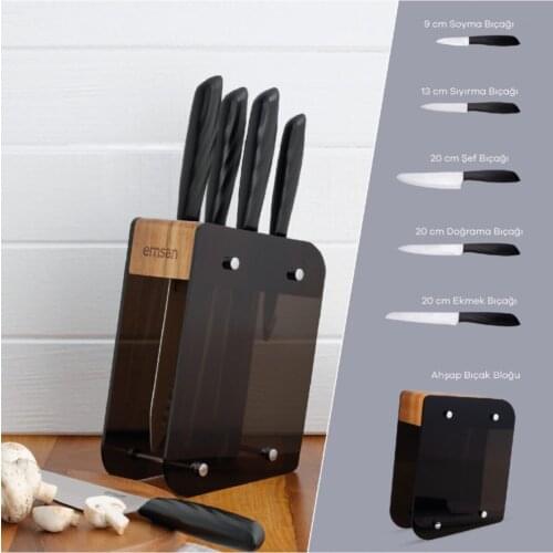 Sandy beach Black Standing Knife Set 6 Piece