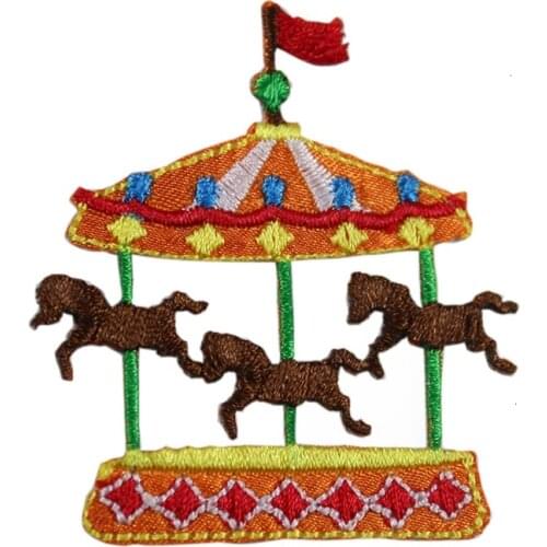 Carousel Embroidered Patches Cute Merry-go-round Patches Supplies Handmade Sewing On Clothes Bags Accessories