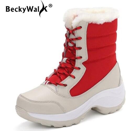 New winter women snow boots waterproof warm fur platform ankle boots women plush rain boots for women shoes hiking boots WSH3134