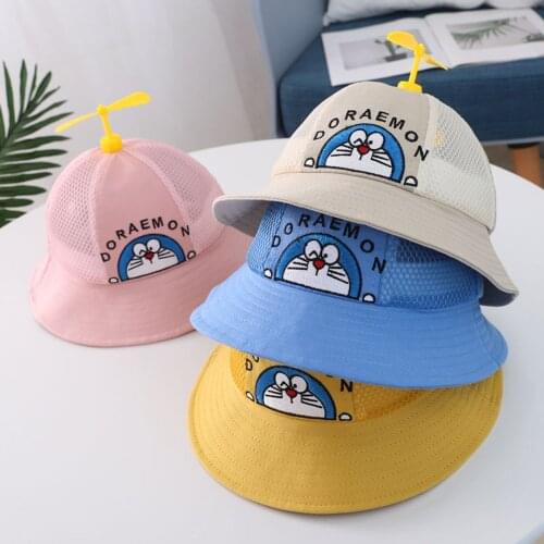 Novel Children Bucket Hat Cotton Kids Fisherman Cap for Girls and Boys Cute Cartoon Bamboo Dragonfly Hats Summer Visor Mesh Cap