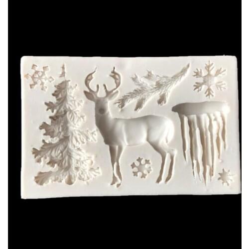 Christmas Series Elk Snow Liquid Silicone Mold DIY Photo Frame Sugar Cake Baking Mold Decoration Tool