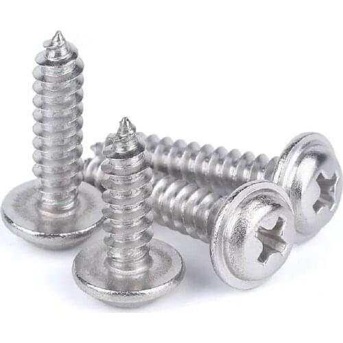 200PCS M1.4 M1.7 M2 M2.2 M2.3 M2.6 PWA 304 Stainless Steel Drywall Screws With Pad Round Head Pan Tapping Self-tapping Screw