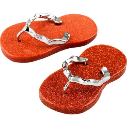 SUNYIK 1Pair Gold Sand Stone Slipper Pendant Fit Necklace,Healing Jewelry