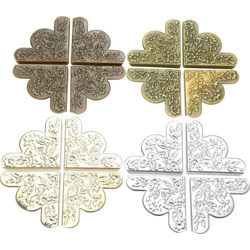 Dophee 4pcs Corner Decorative Protectors Brackets Notebook Cover Decorative Furniture Photo Frame Angle Corner 43*43*5mm