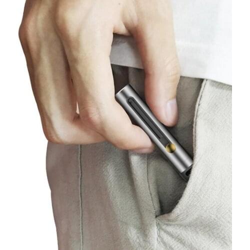 Folding telescopic outdoor EDC multi-purpose tool. Portable micro-blade mini pocket paper cutter, telescopic tool keychain