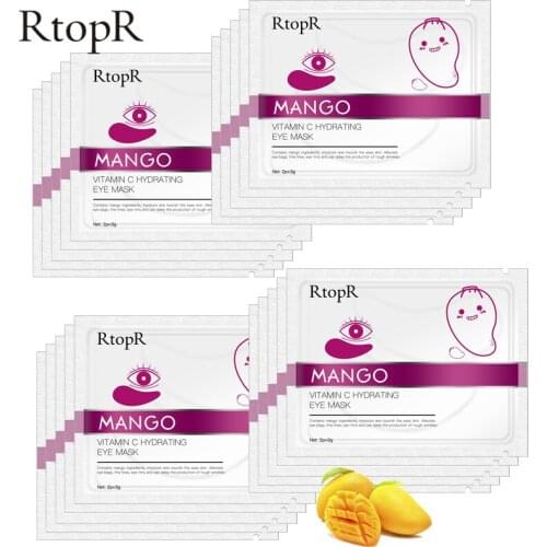 20Packs Mango Vitamin C Hydrating Eye Mask Anti Wrinkle Eye Patches Dark Circles Remover Face Skin Care Sheet Mask Free Shipping