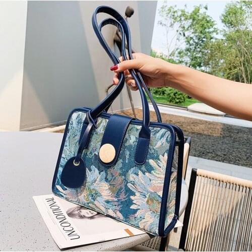 Large Capacity Womens Bag Summer 2021 New Fashion Oil Painting Shoulder Bag Simple Niche Design Tote Bag Purses and Handbags