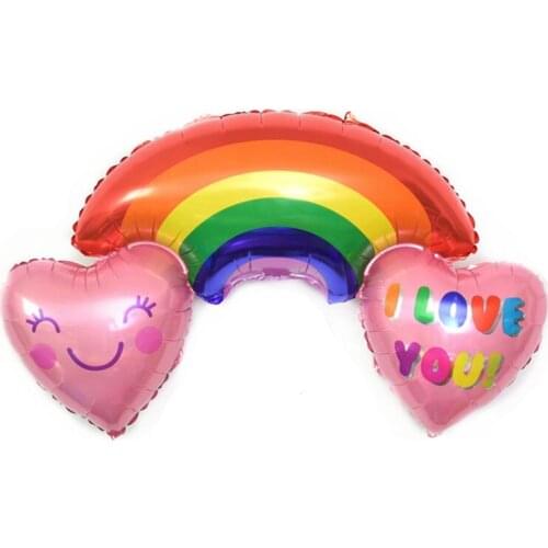96*63CM New Double Love Rainbow Cloud Aluminum Film Balloon Birthday Party Wedding Decoration Valentines Day Balloon Wholesale