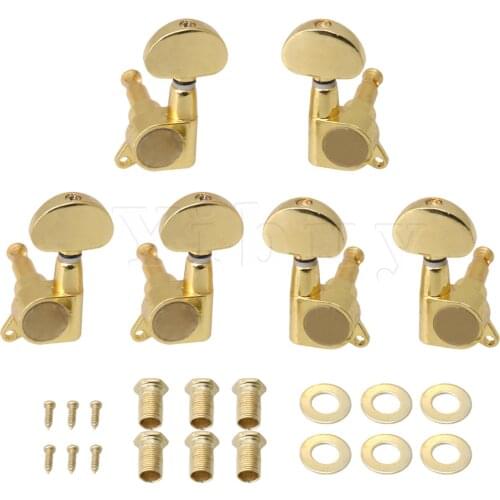 Yibuy Gold Guitar Machine Heads Tuners 3R3L Semicircle Button