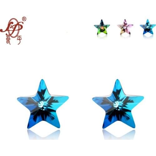 L&P Hot Sale Crystal Colourful 925 Sterling Silver Stud Earrings for Women Jewelry Christmas Gift Freeshipping