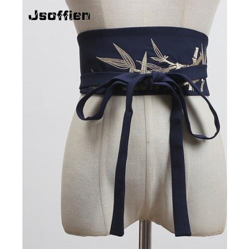 Japanese Embroidery Vintage Style Waist Cummerbunds Woman Wide Corset Yukata Dress Accories Haori Obi Yukata Waistband