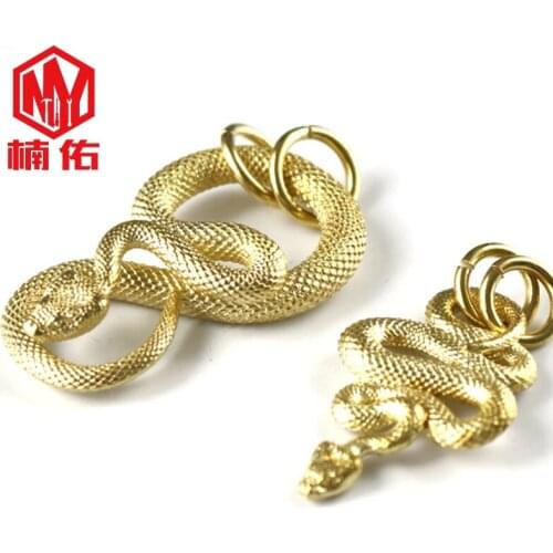 1PC EDC Tool Necklace Bracelet Creative Pendant Brass Snake Lanyard Pendant Keychain Key Ring DIY Decorative Accessories