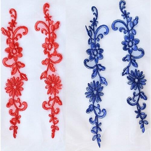 10Pieces 33x8cm Embroidered Lace Applique Lace Trim For DIY Wedding Dress Colorful DIY Lace Accessories