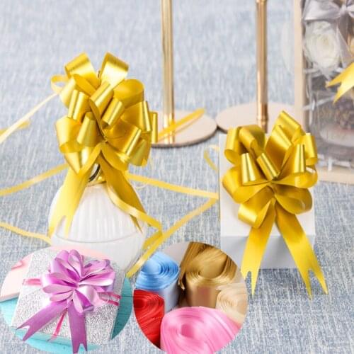 10pcs Pull Bow Gift Ribbons Flower Wrappers For Wedding Events Adornment Happy Birthday Party Decoration Gifts Box Favors New