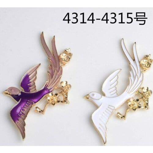 10pcs The bride headdress birds drip oil branch diy new alloy enamel charm wedding jewelry manufacturers