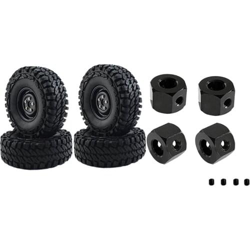 2 Pcs RC Car Part: 1 Set 1.9 Inch 108Mm 1/10 Scale Tires Wheel Rim & 1 Set 5Mm To 12Mm Combiner Wheel Hub Hex Adapter